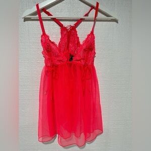 Victoria’s Secret babydoll neon pink lingerie lace dress size L